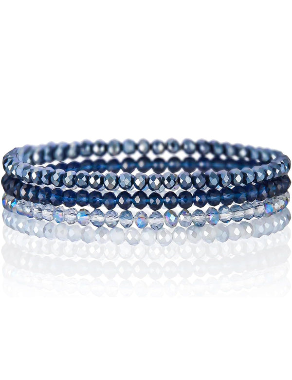 Damen Kristallperlen Armband Mehrschichtiges Steine Boho, J0369 Blau