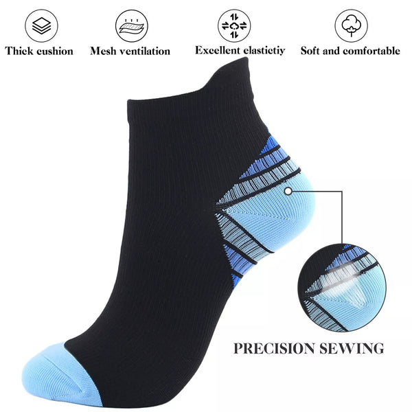 5 Paar Sportsocken mit Kompression, unisex, schwarz-blau, A0530