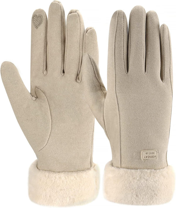 Warme Damen Handschuhe, winddicht, Fleece, elegant, A0503