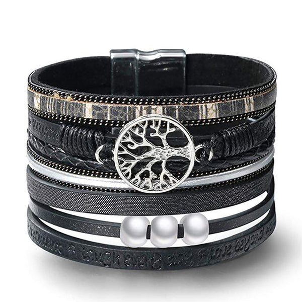 Lebensbaum Armband für Damen, Wickelarmband mit Perlen, J0333